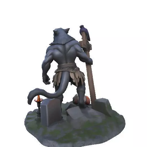 2412COLORFUL Werewolf Howling  3D Model  monster 3D print model_25