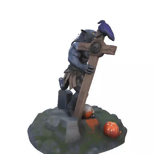 2412COLORFUL Werewolf Howling  3D Model  monster 3D print model_16