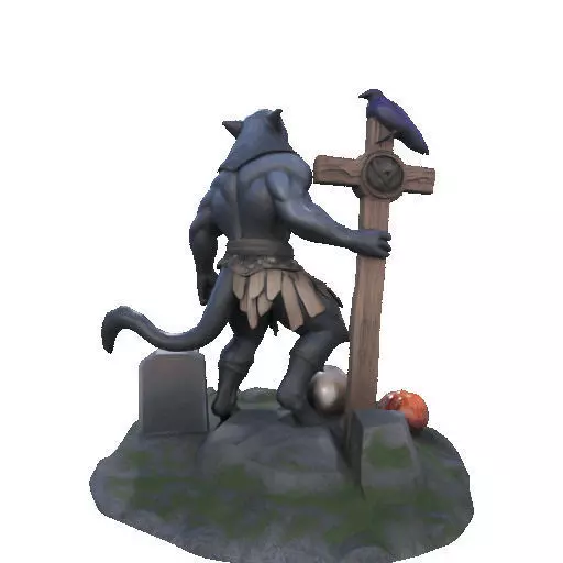 2412COLORFUL Werewolf Howling  3D Model  monster 3D print model_21