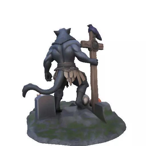 2412COLORFUL Werewolf Howling  3D Model  monster 3D print model_23