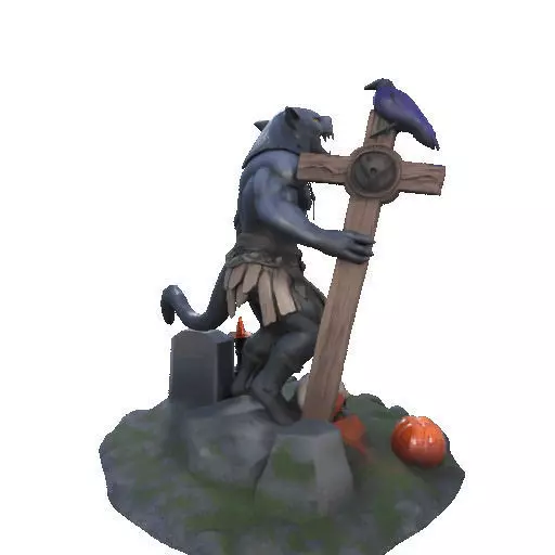 2412COLORFUL Werewolf Howling  3D Model  monster 3D print model_18