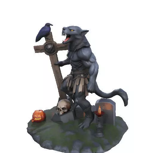 2412COLORFUL Werewolf Howling  3D Model  monster 3D print model_34