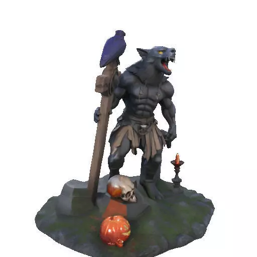 2412COLORFUL Werewolf Howling  3D Model  monster 3D print model_11