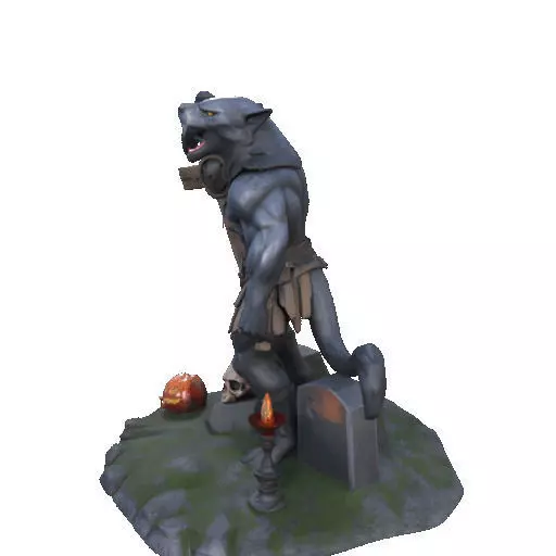 2412COLORFUL Werewolf Howling  3D Model  monster 3D print model_31