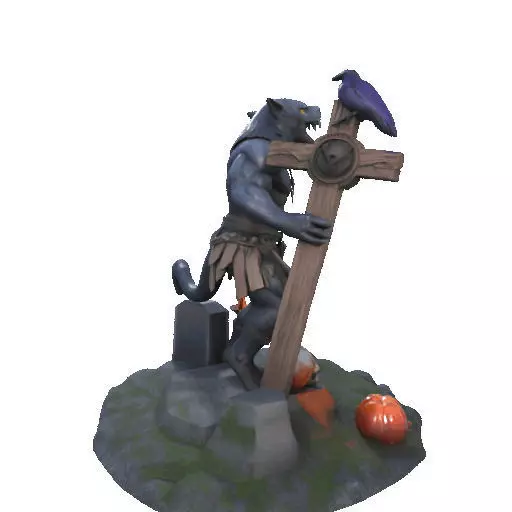 2412COLORFUL Werewolf Howling  3D Model  monster 3D print model_17