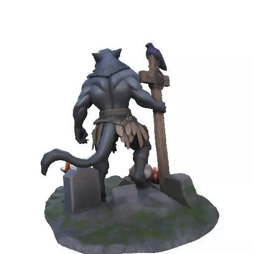 2412COLORFUL Werewolf Howling  3D Model  monster 3D print model_24