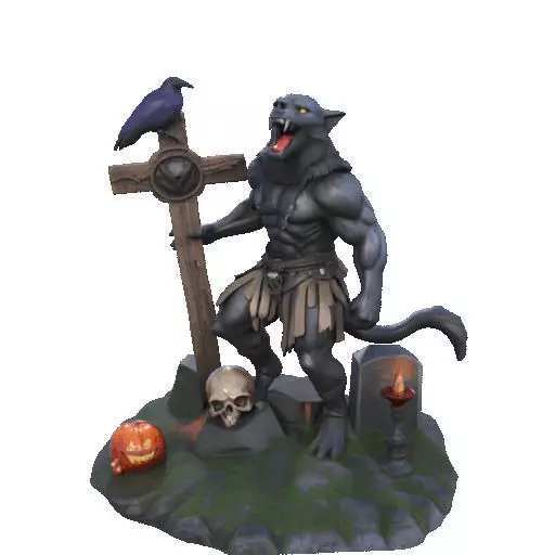 2412COLORFUL Werewolf Howling  3D Model  monster 3D print model_36