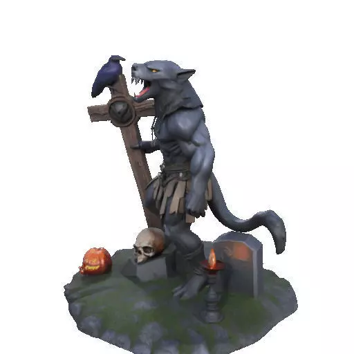 2412COLORFUL Werewolf Howling  3D Model  monster 3D print model_33