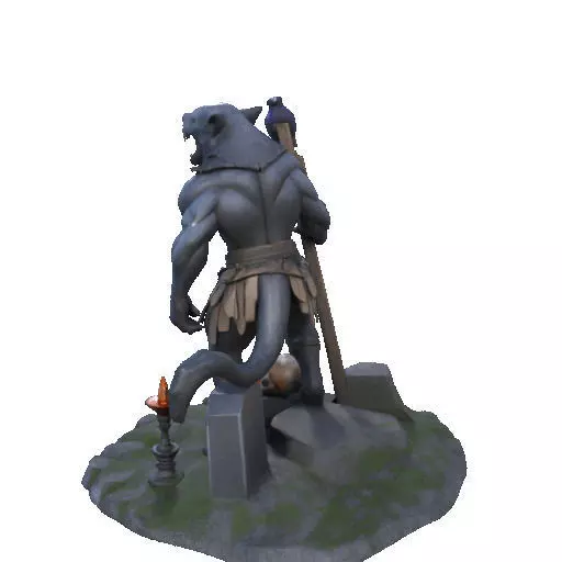 2412COLORFUL Werewolf Howling  3D Model  monster 3D print model_27