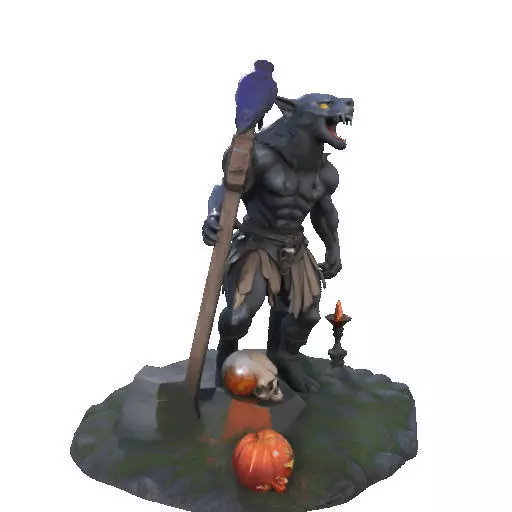 2412COLORFUL Werewolf Howling  3D Model  monster 3D print model_12