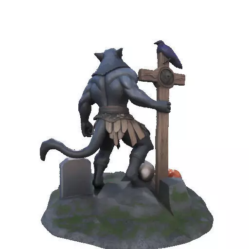 2412COLORFUL Werewolf Howling  3D Model  monster 3D print model_22