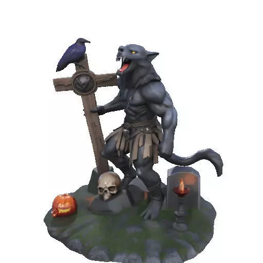 2412COLORFUL Werewolf Howling  3D Model  monster 3D print model_35