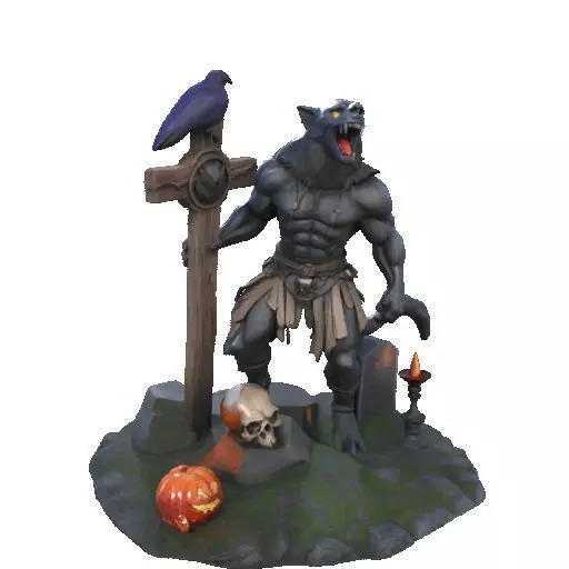2412COLORFUL Werewolf Howling  3D Model  monster 3D print model_9