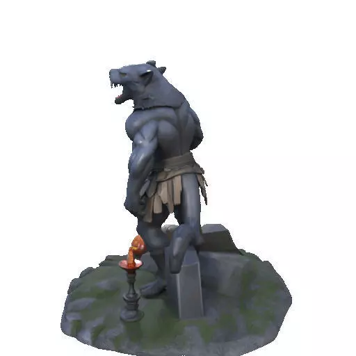 2412COLORFUL Werewolf Howling  3D Model  monster 3D print model_29