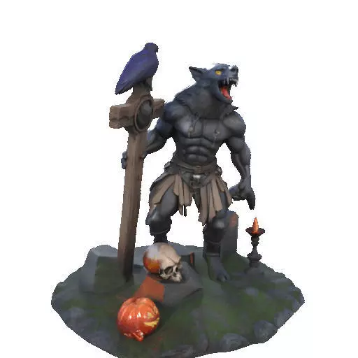 2412COLORFUL Werewolf Howling  3D Model  monster 3D print model_10