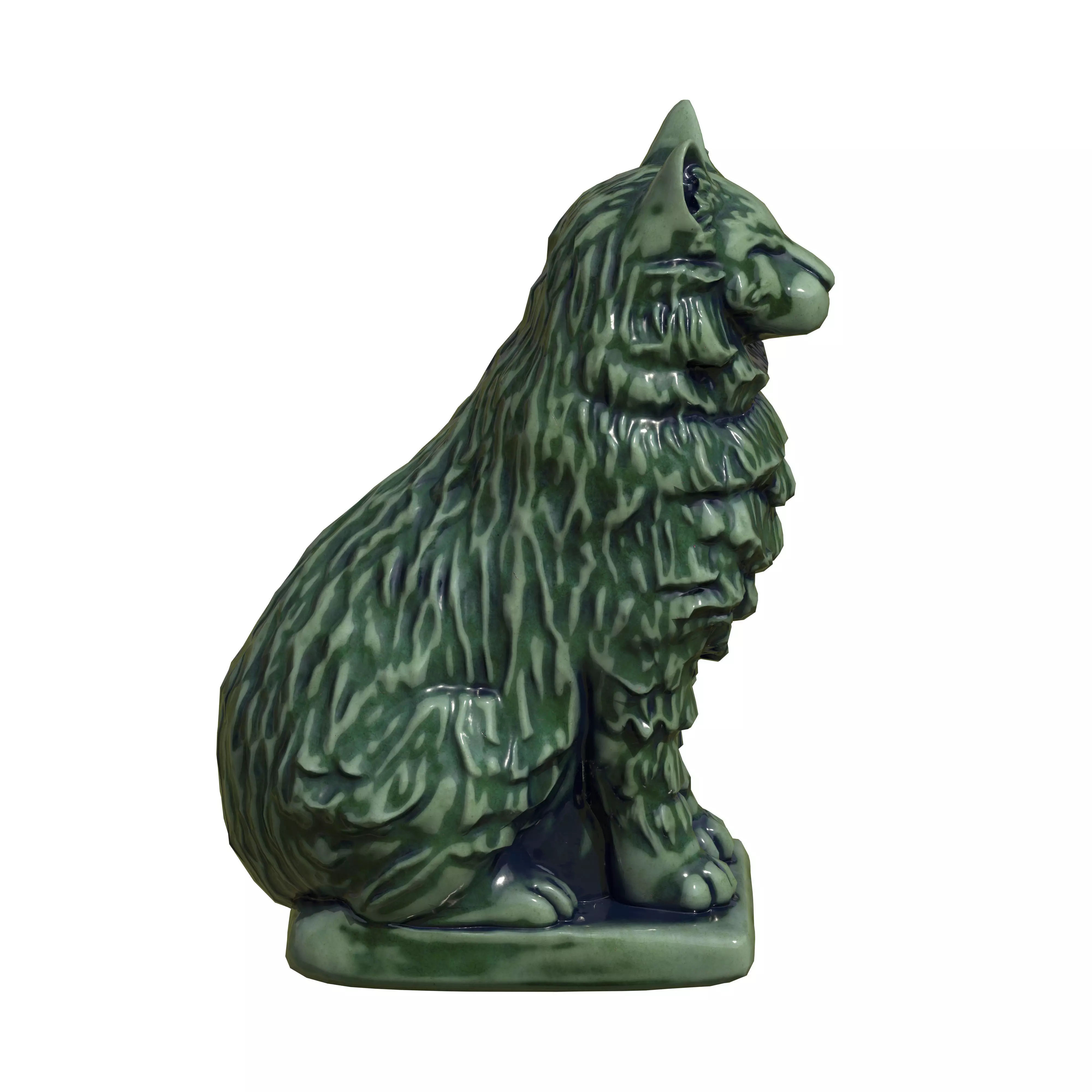 Furred cat Porcelain statues Low-poly 3D model_1