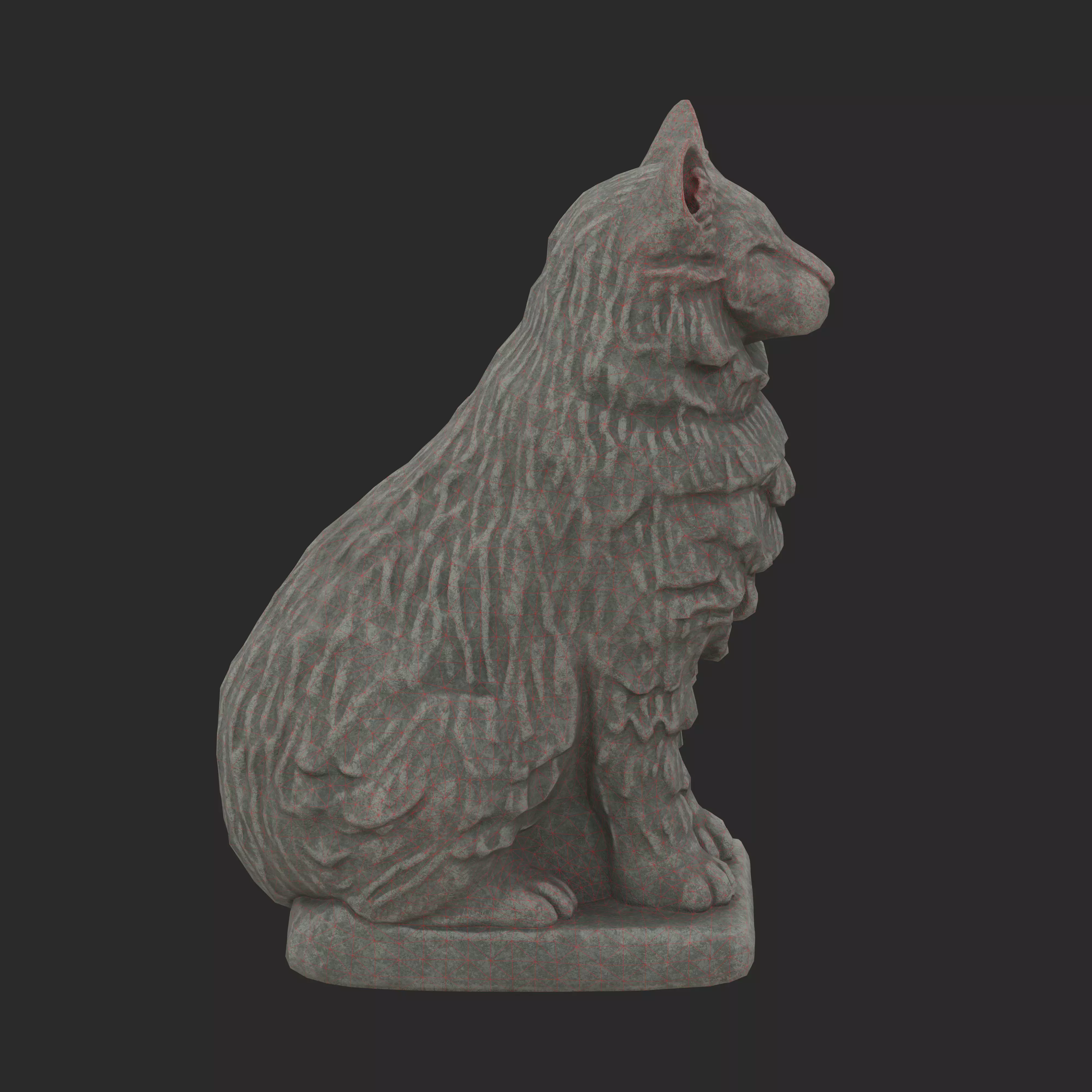 Furred cat Porcelain statues Low-poly 3D model_9