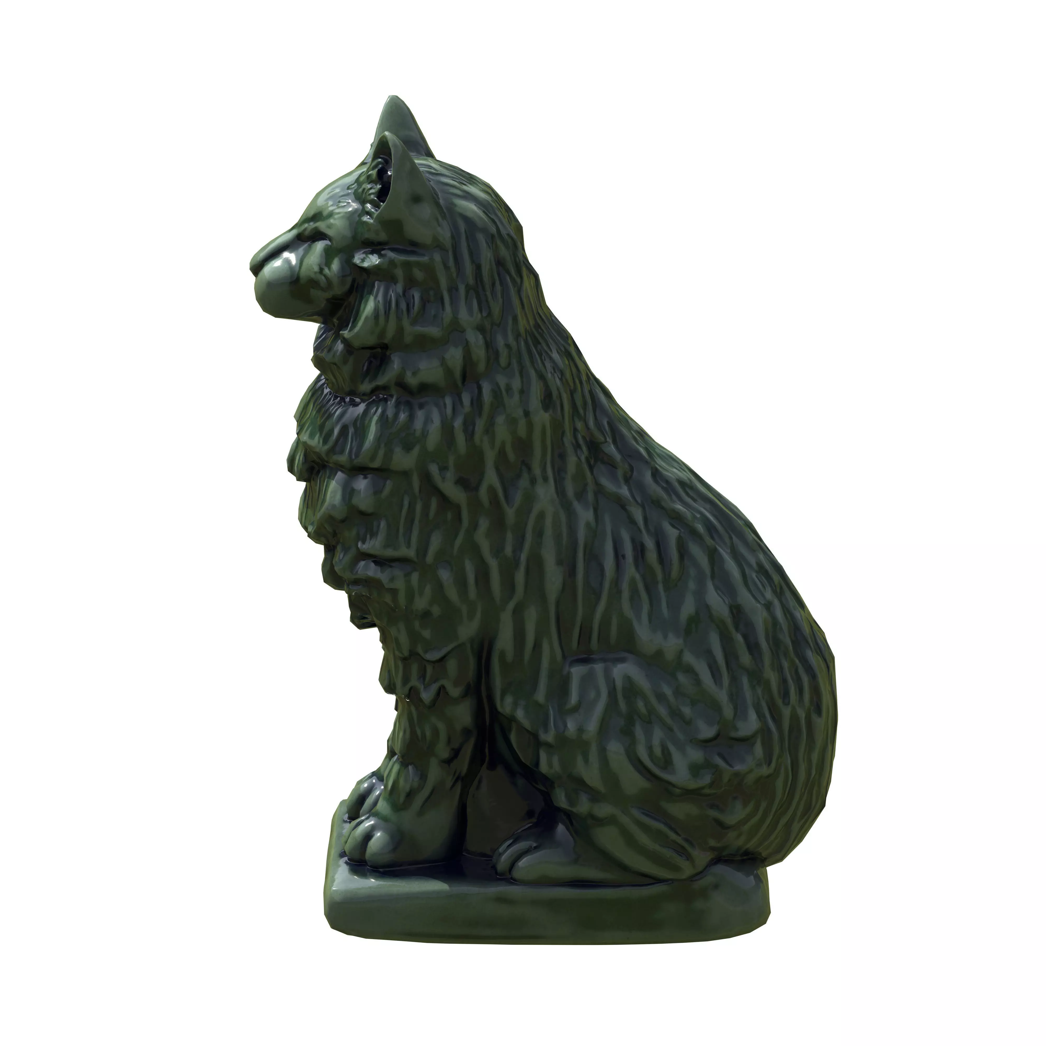 Furred cat Porcelain statues Low-poly 3D model_5