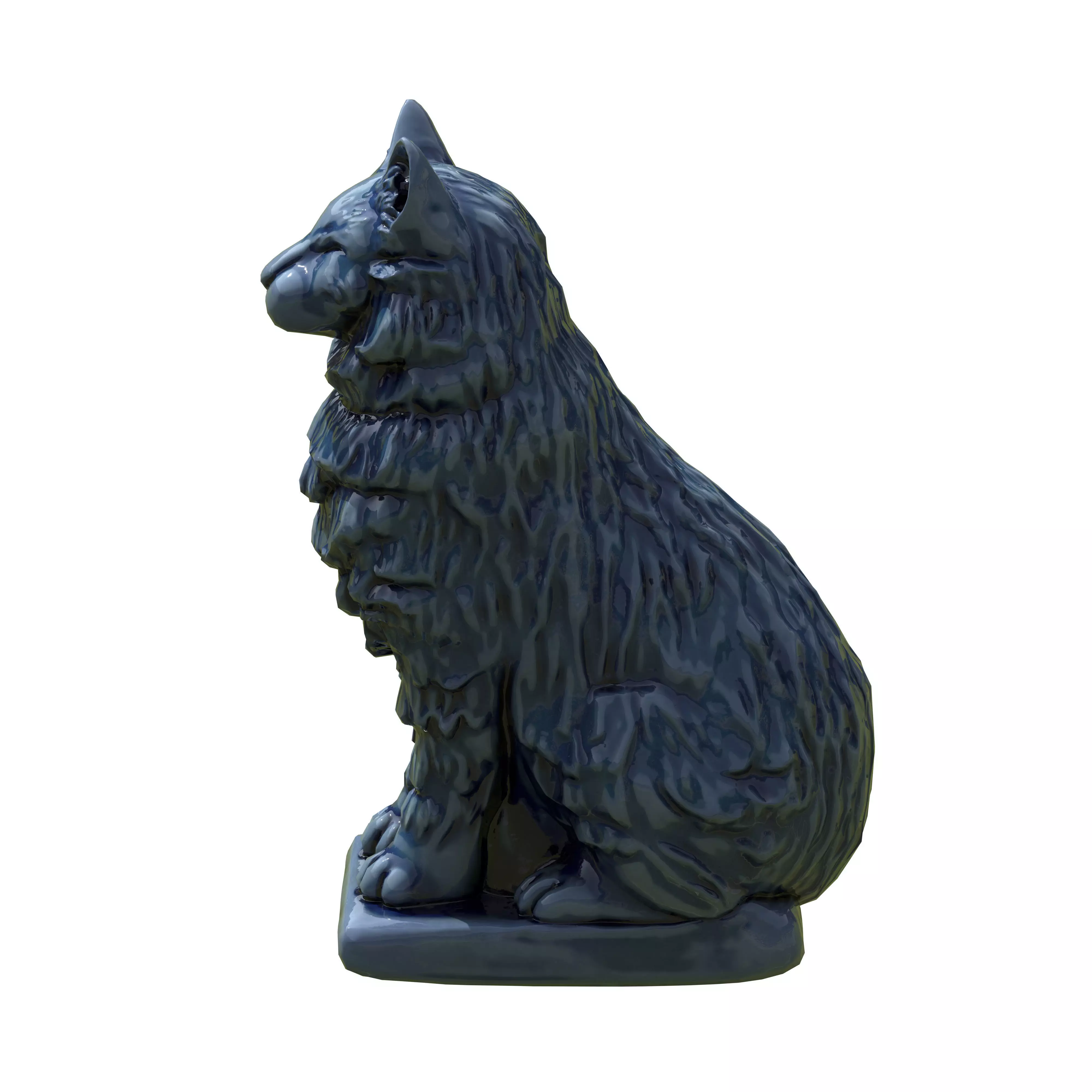 Furred cat Porcelain statues Low-poly 3D model_6