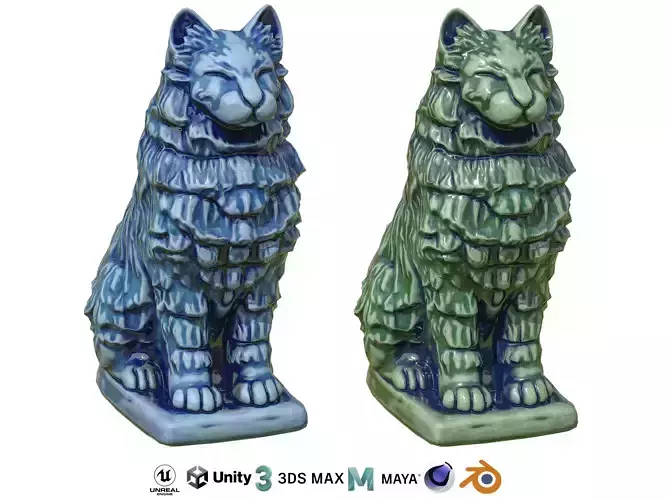 Furred cat Porcelain statues