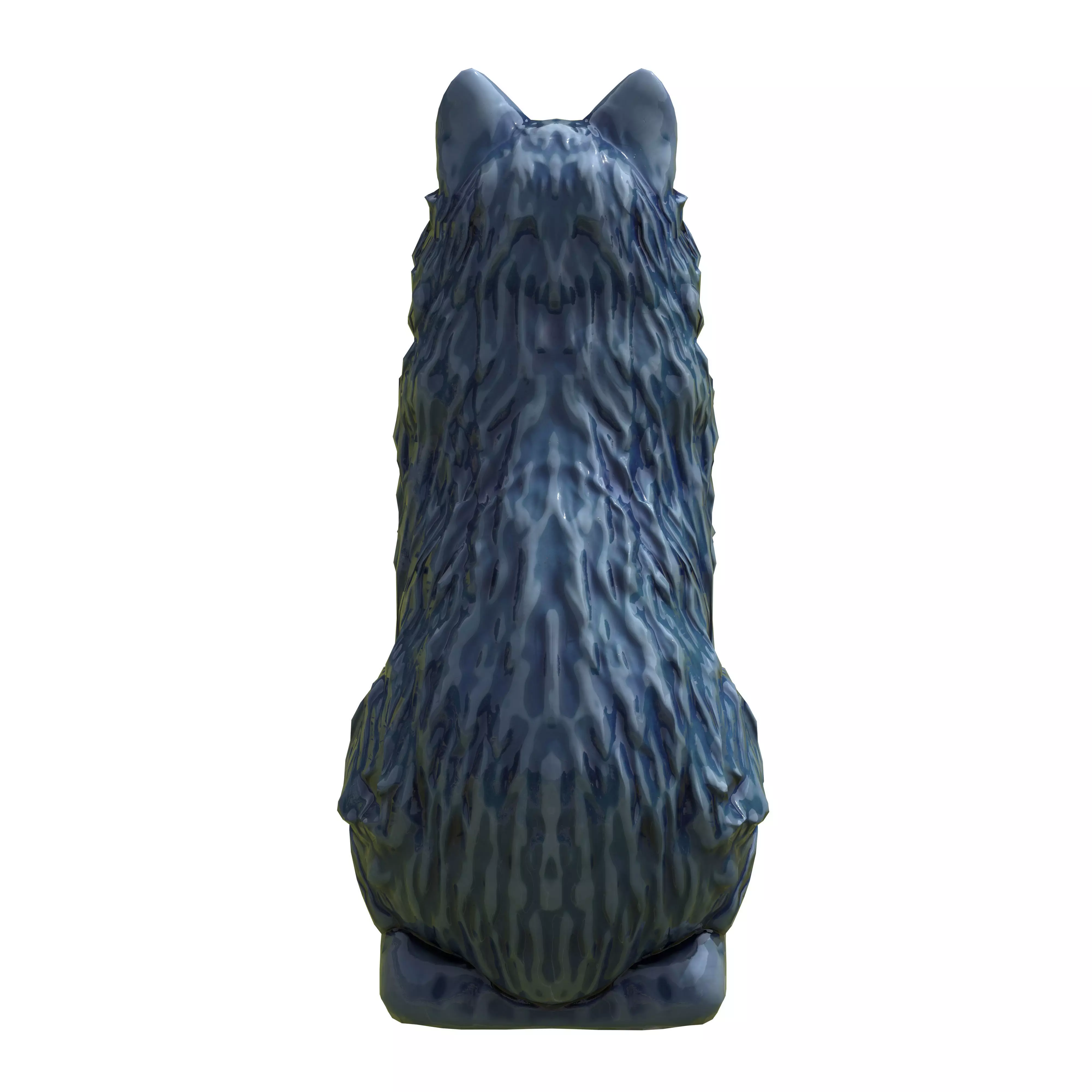 Furred cat Porcelain statues Low-poly 3D model_8