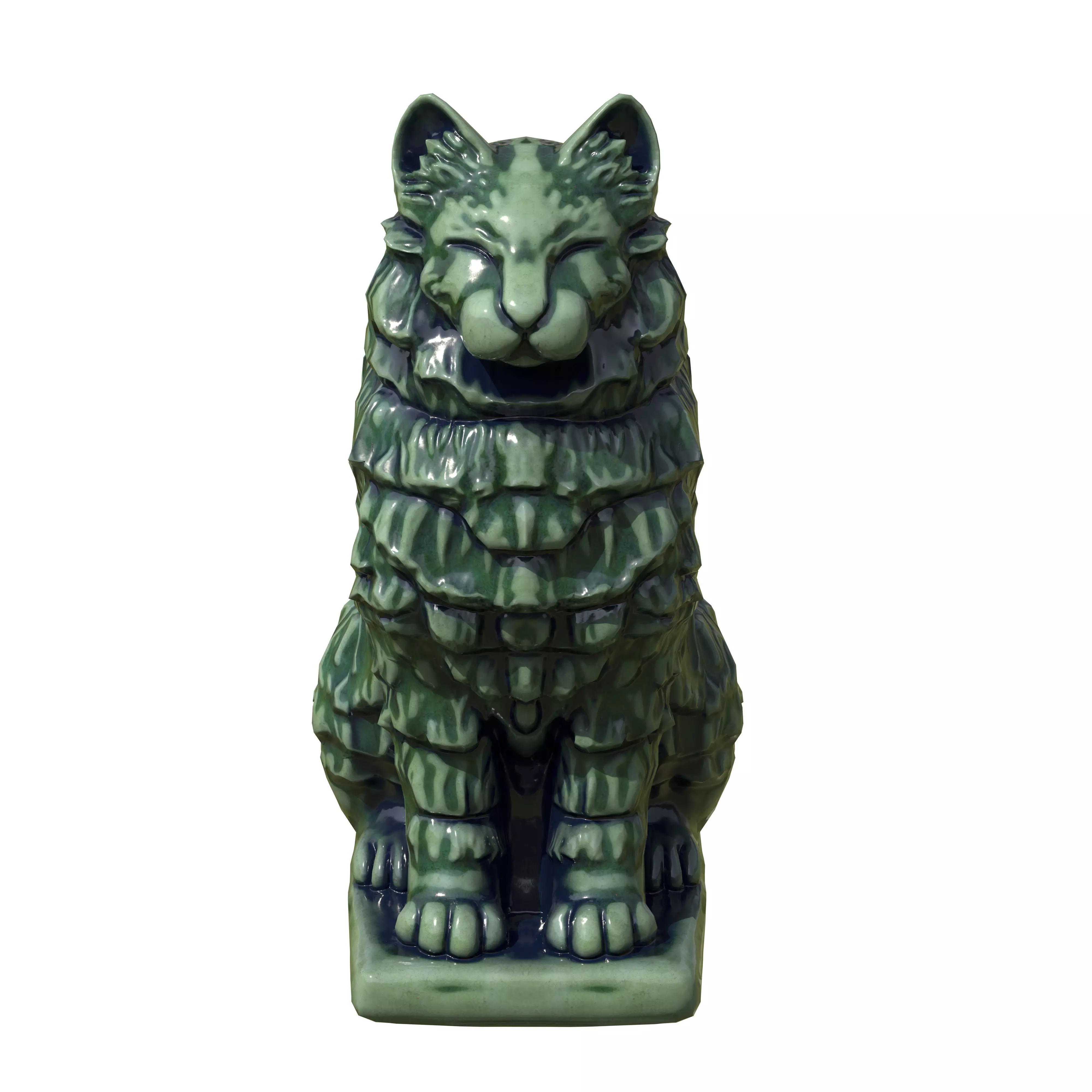 Furred cat Porcelain statues Low-poly 3D model_3