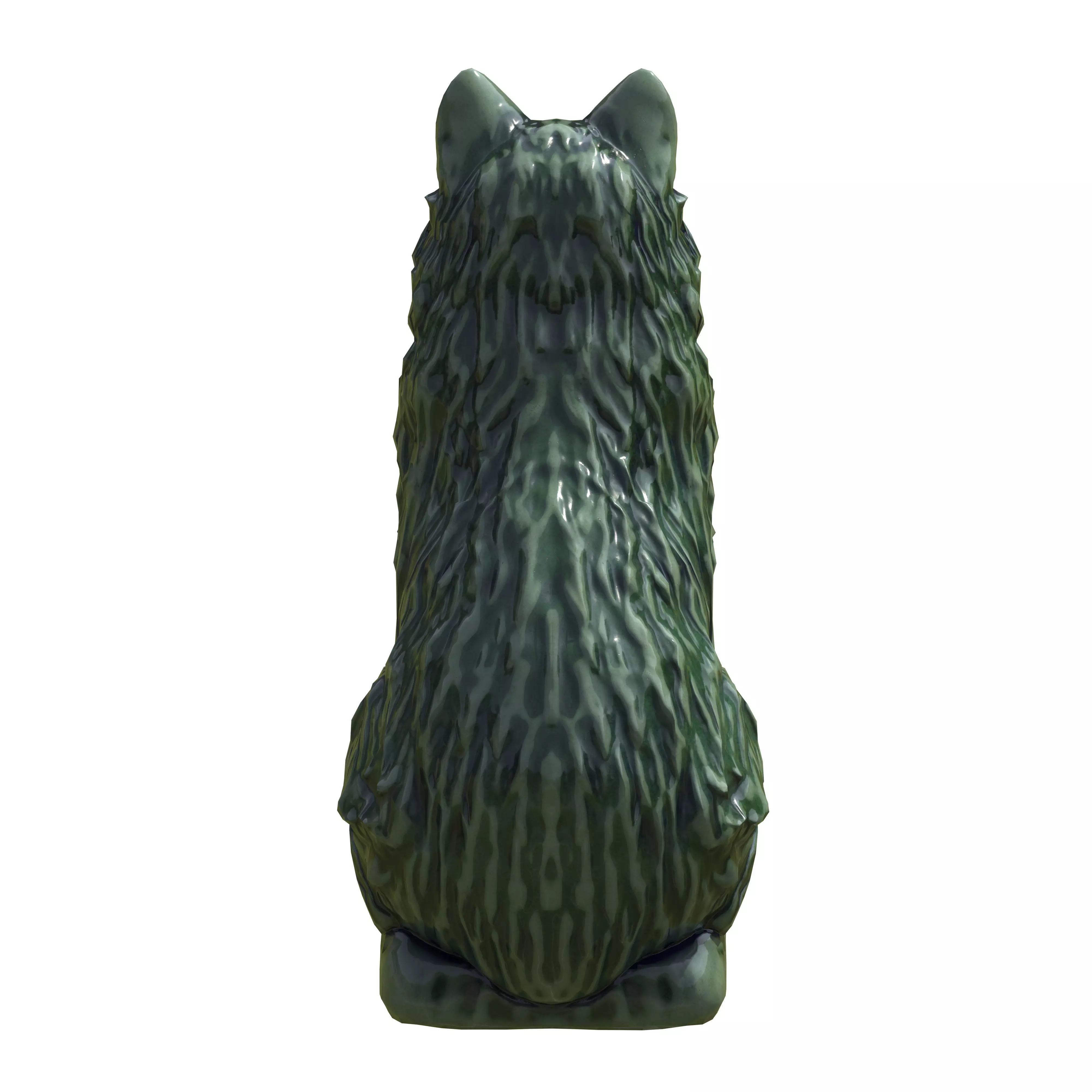 Furred cat Porcelain statues Low-poly 3D model_7