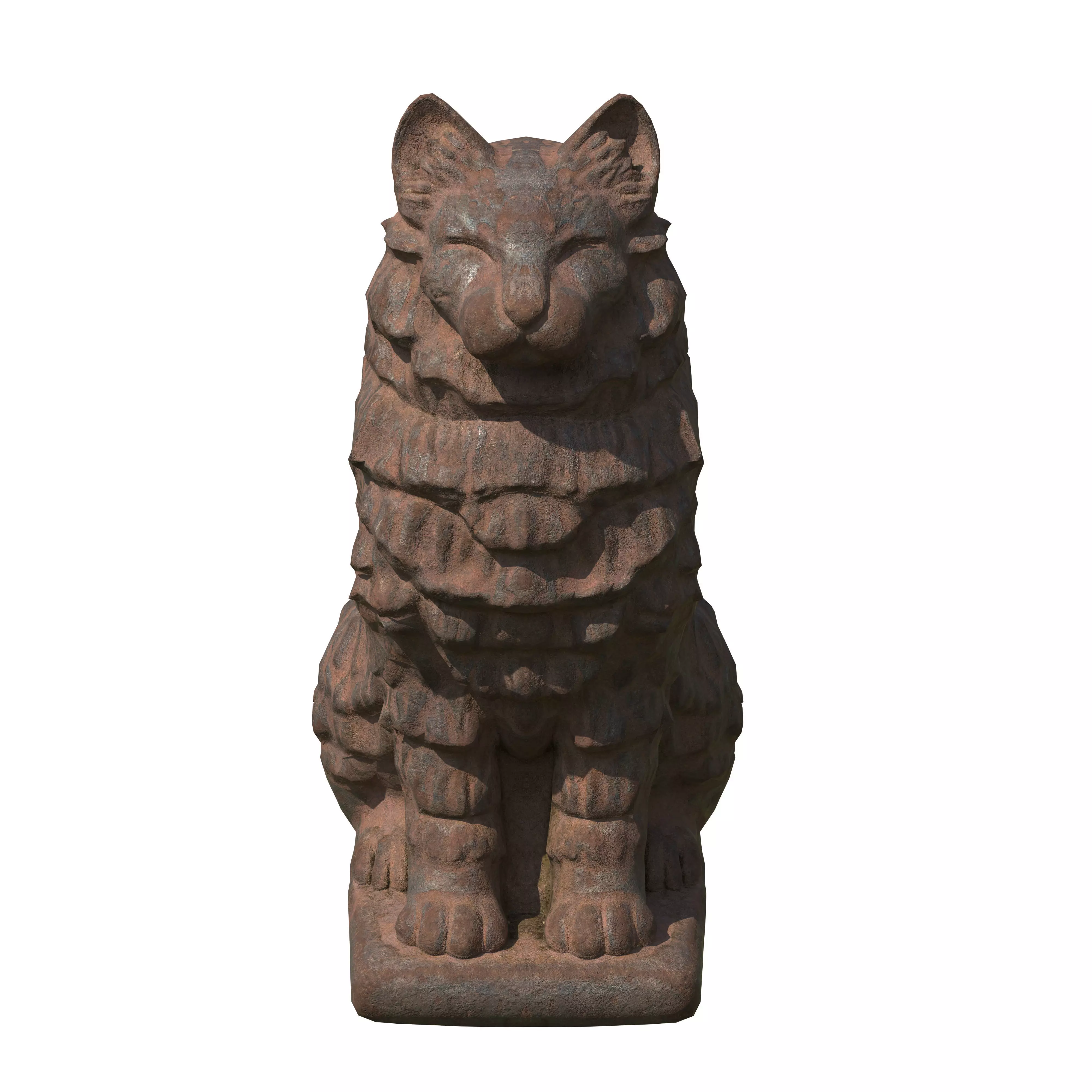 Furred cat rusted statues Low-poly 3D model_6