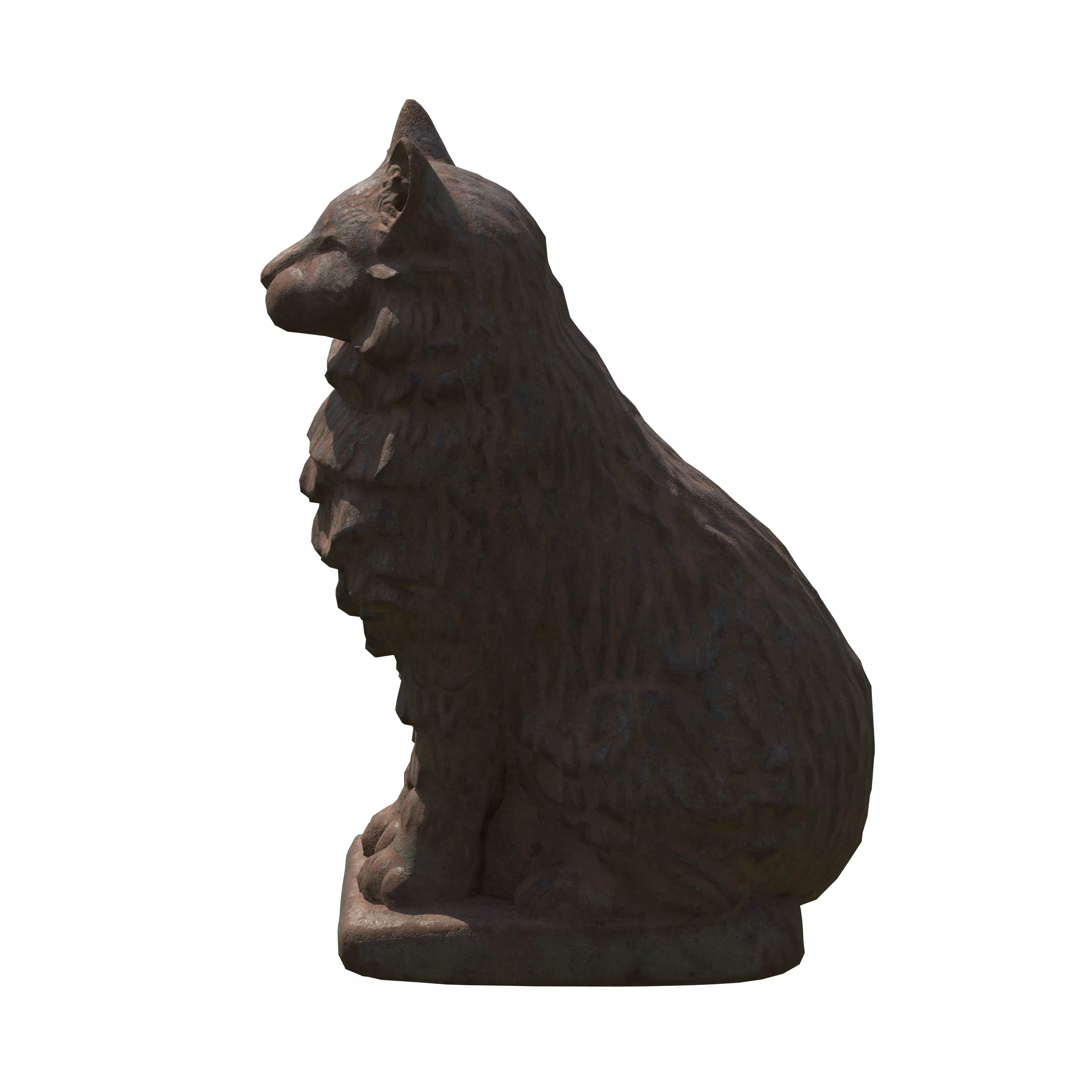 Furred cat rusted statues Low-poly 3D model_5