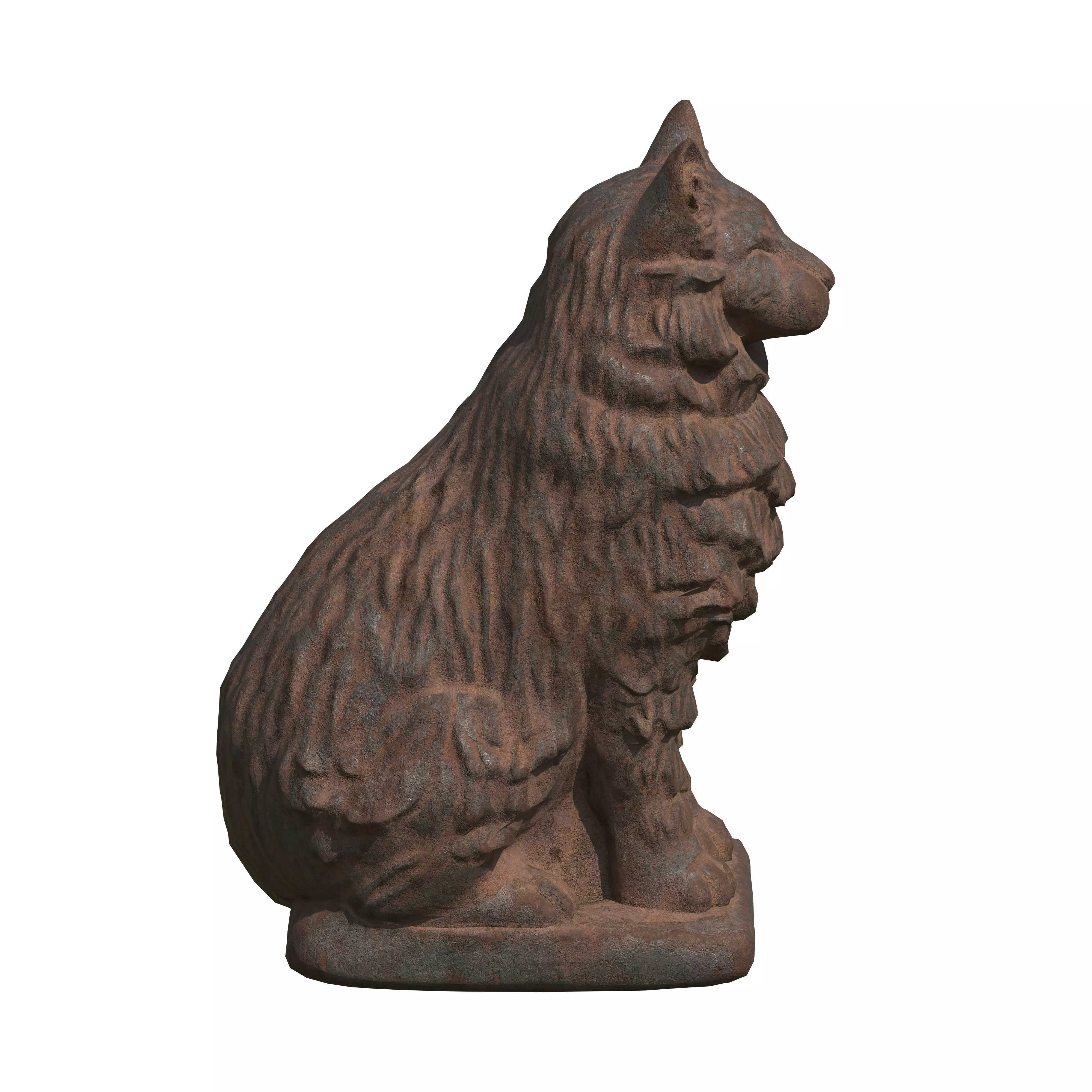 Furred cat rusted statues Low-poly 3D model_7