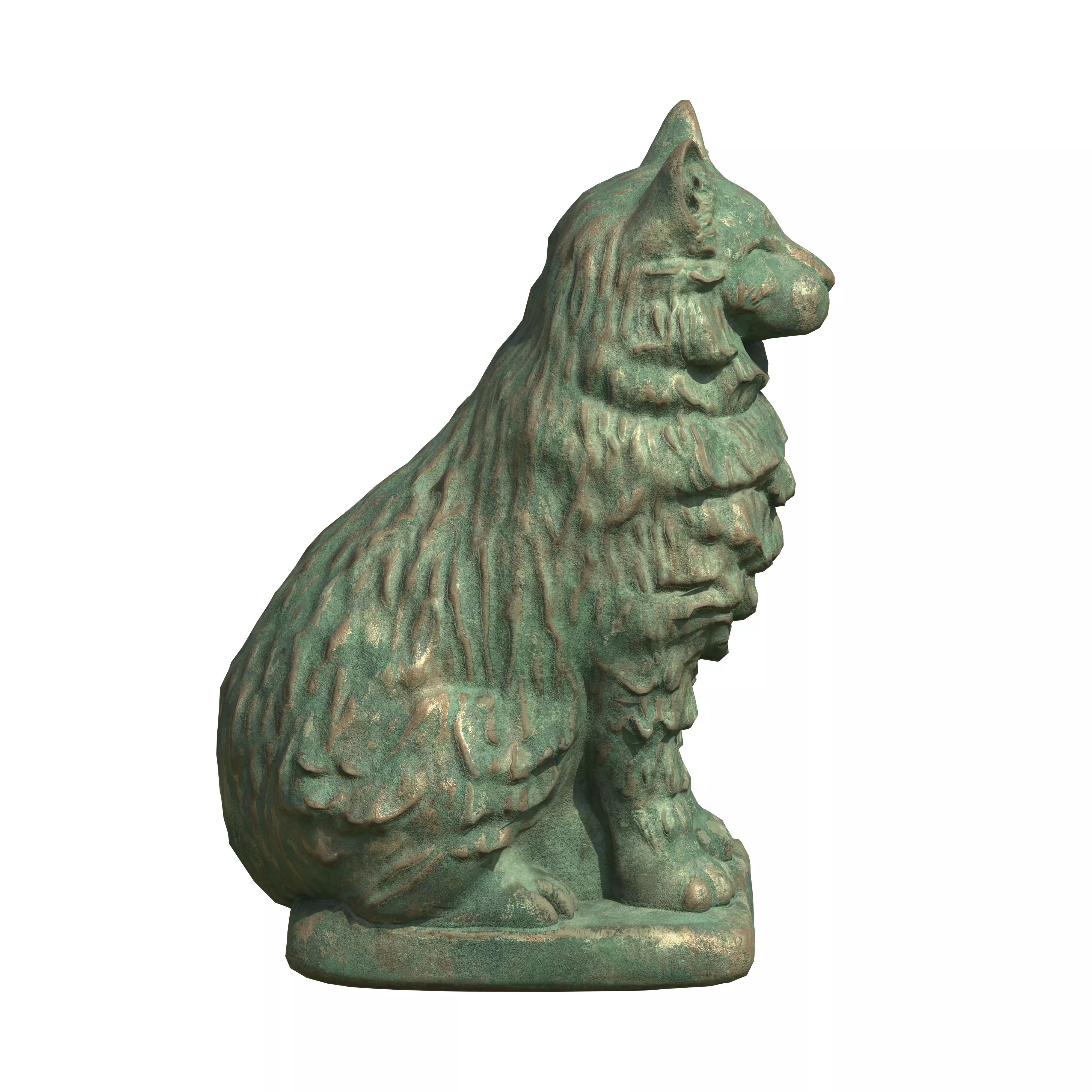 Furred cat rusted statues Low-poly 3D model_10