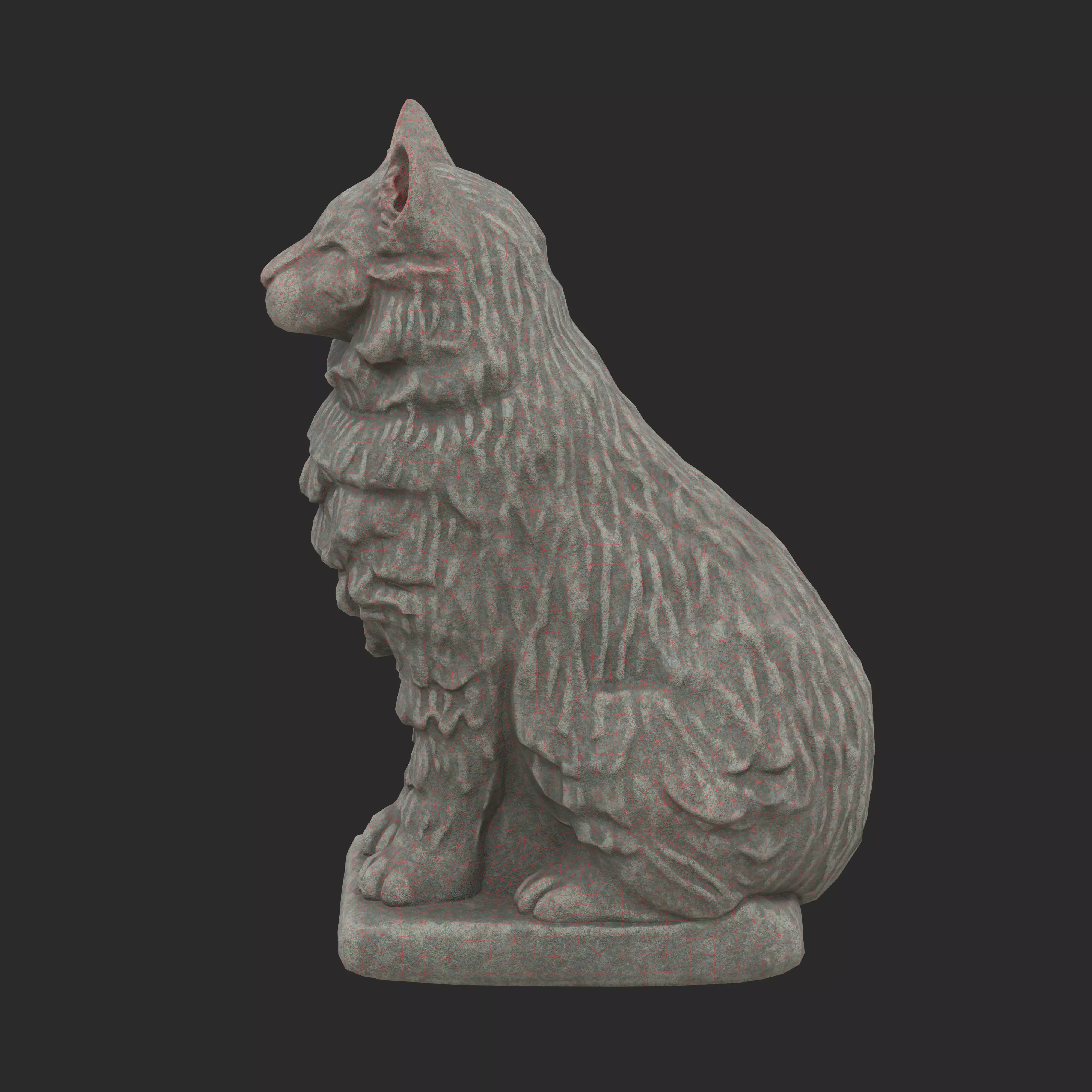 Furred cat rusted statues Low-poly 3D model_13