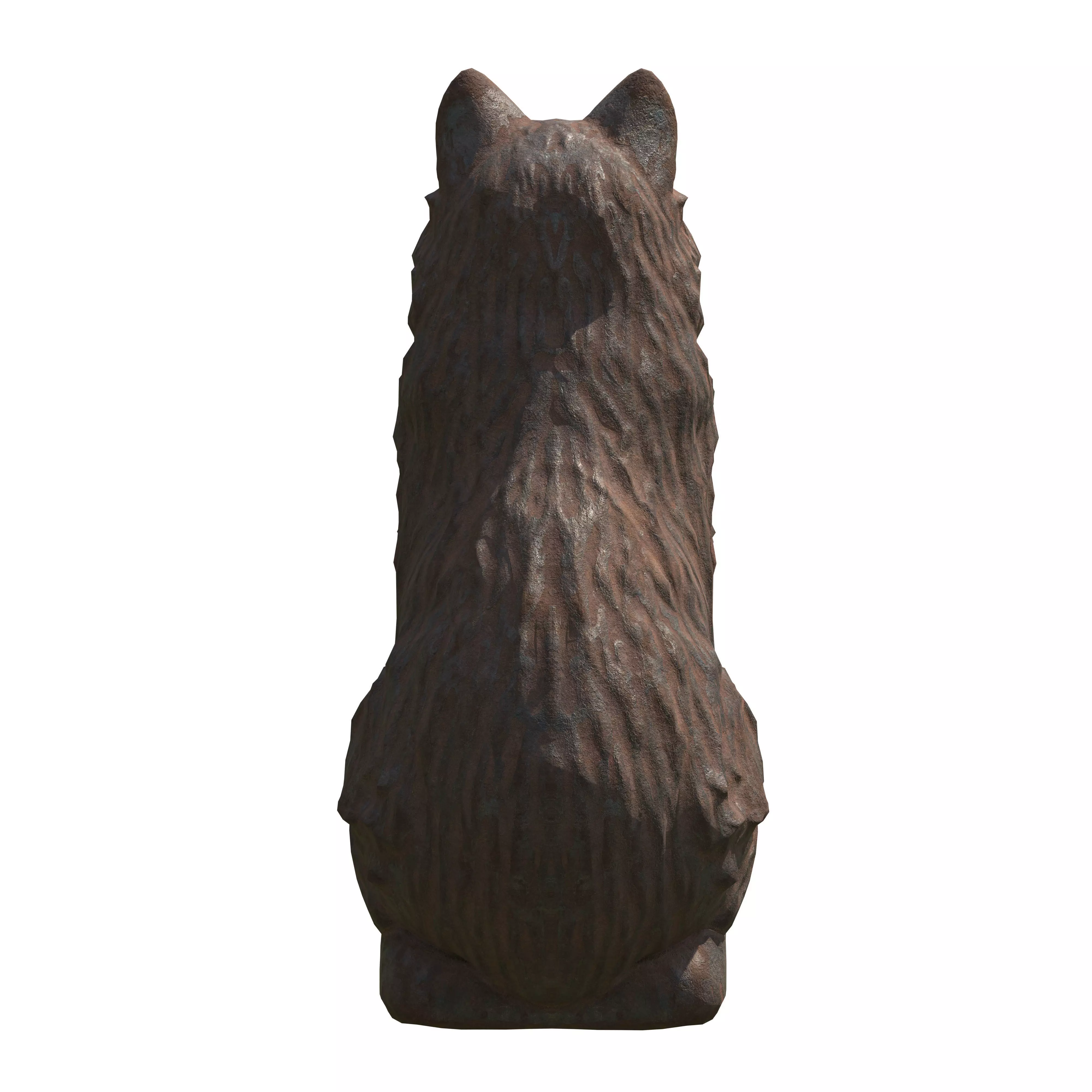 Furred cat rusted statues Low-poly 3D model_4