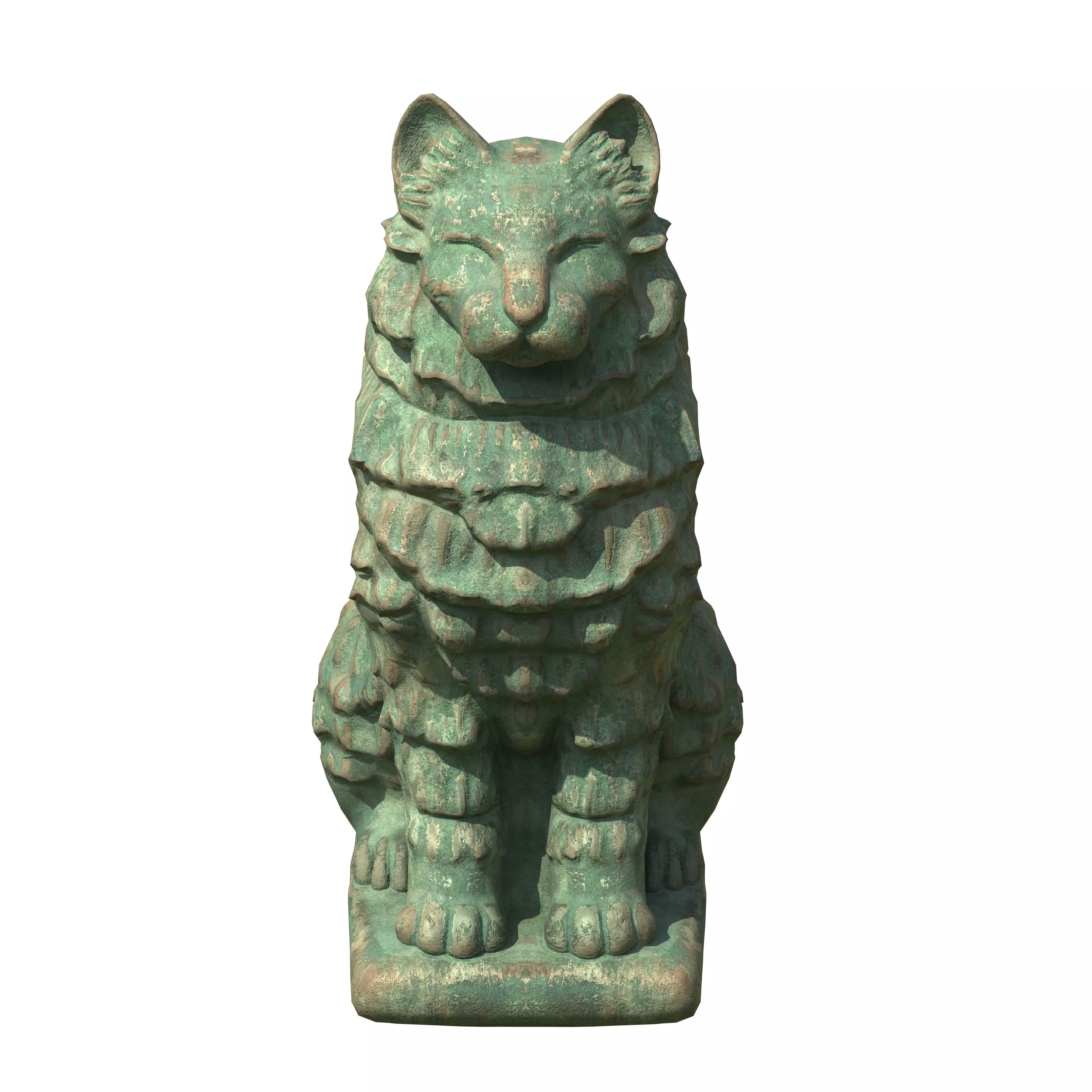 Furred cat rusted statues Low-poly 3D model_2
