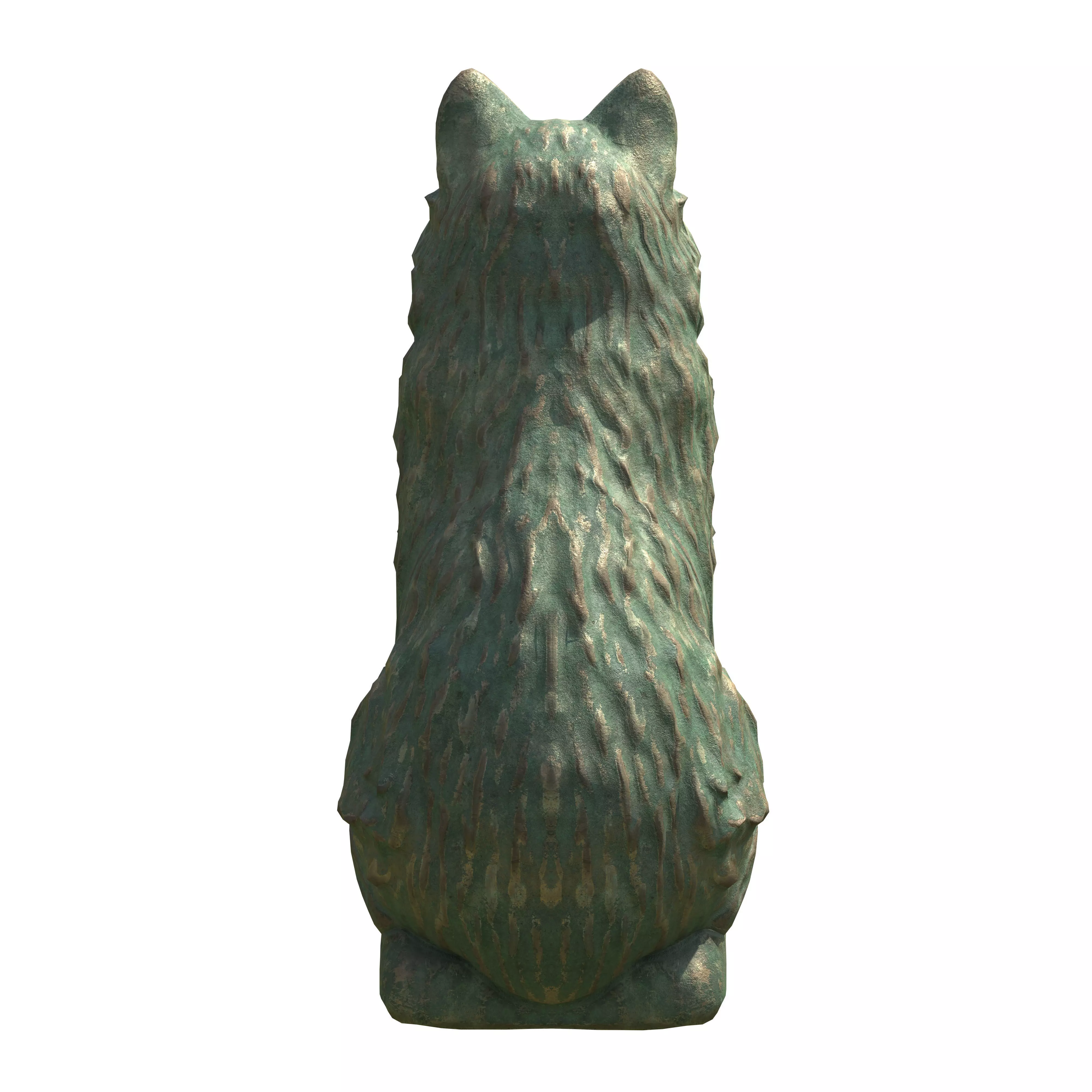 Furred cat rusted statues Low-poly 3D model_3