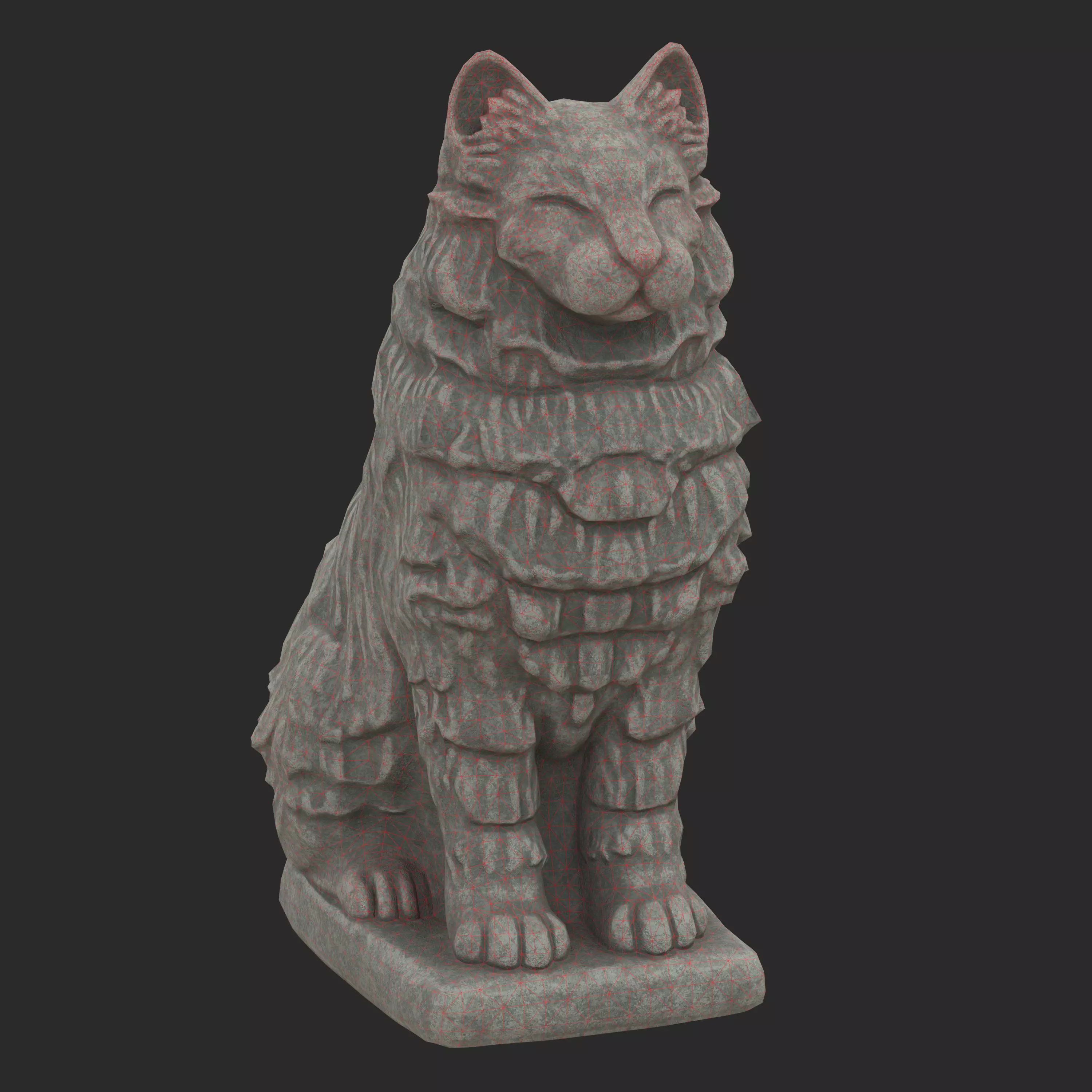 Furred cat rusted statues Low-poly 3D model_15