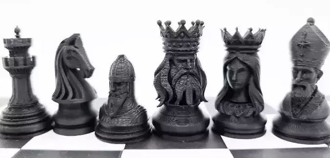 Carved Chess Piece Set