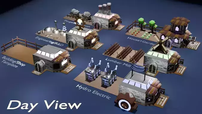 Buildings Game Asset Pack Low-poly 3D model