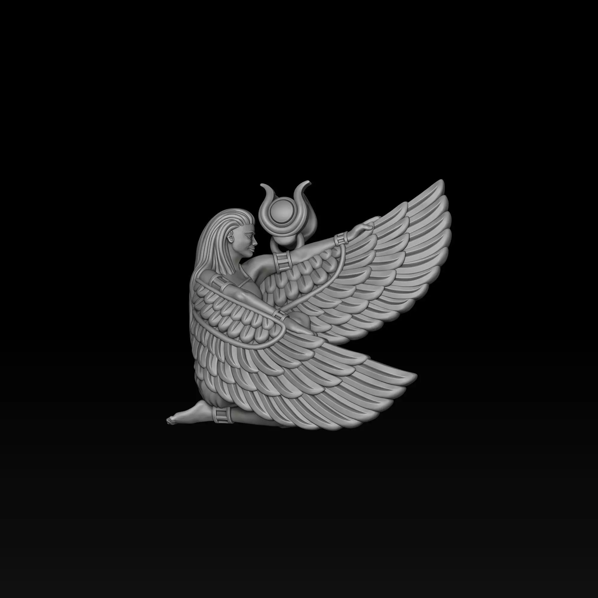 Isis Egyptian Goddess Pendant v5 3D print model_3