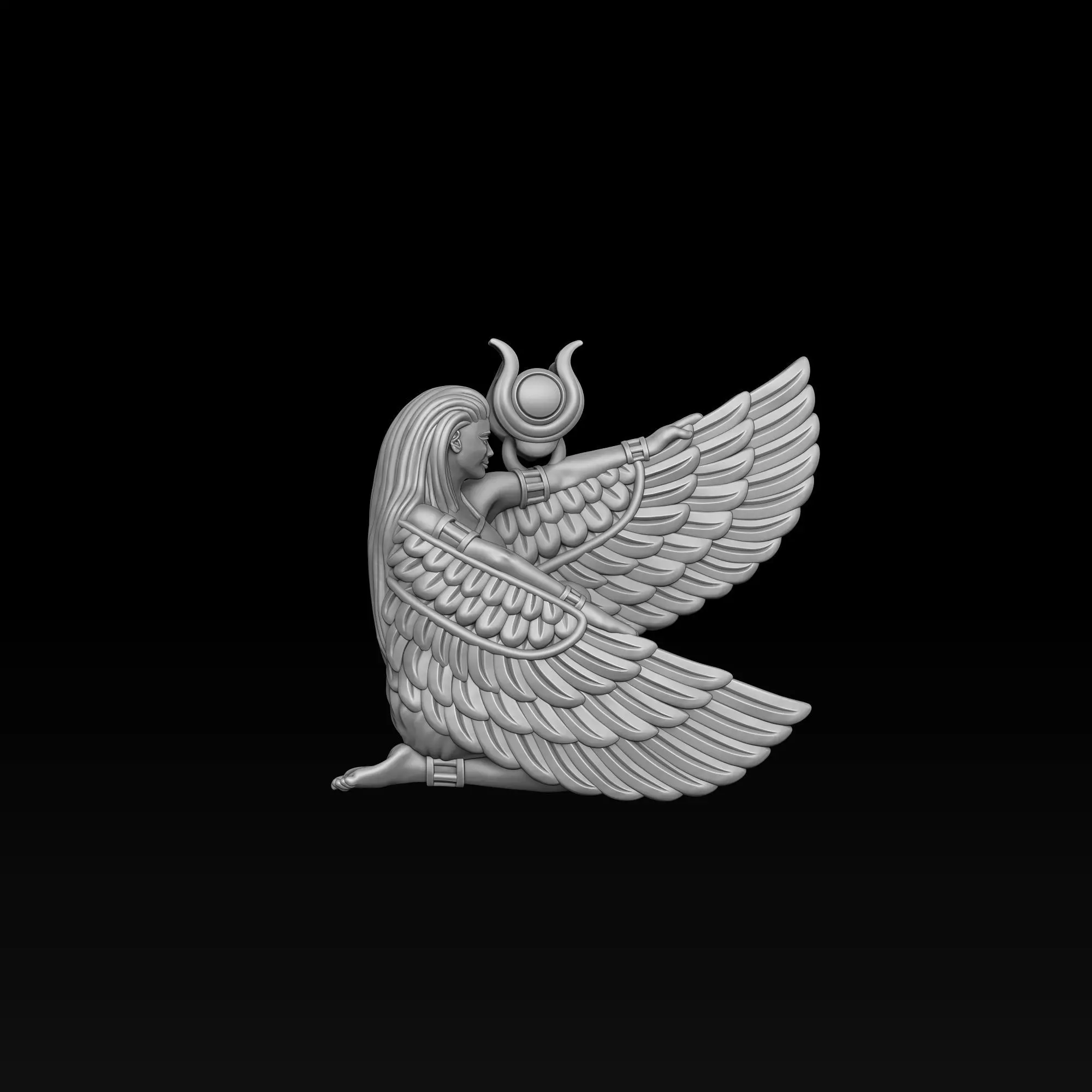 Isis Egyptian Goddess Pendant v5 3D print model_5