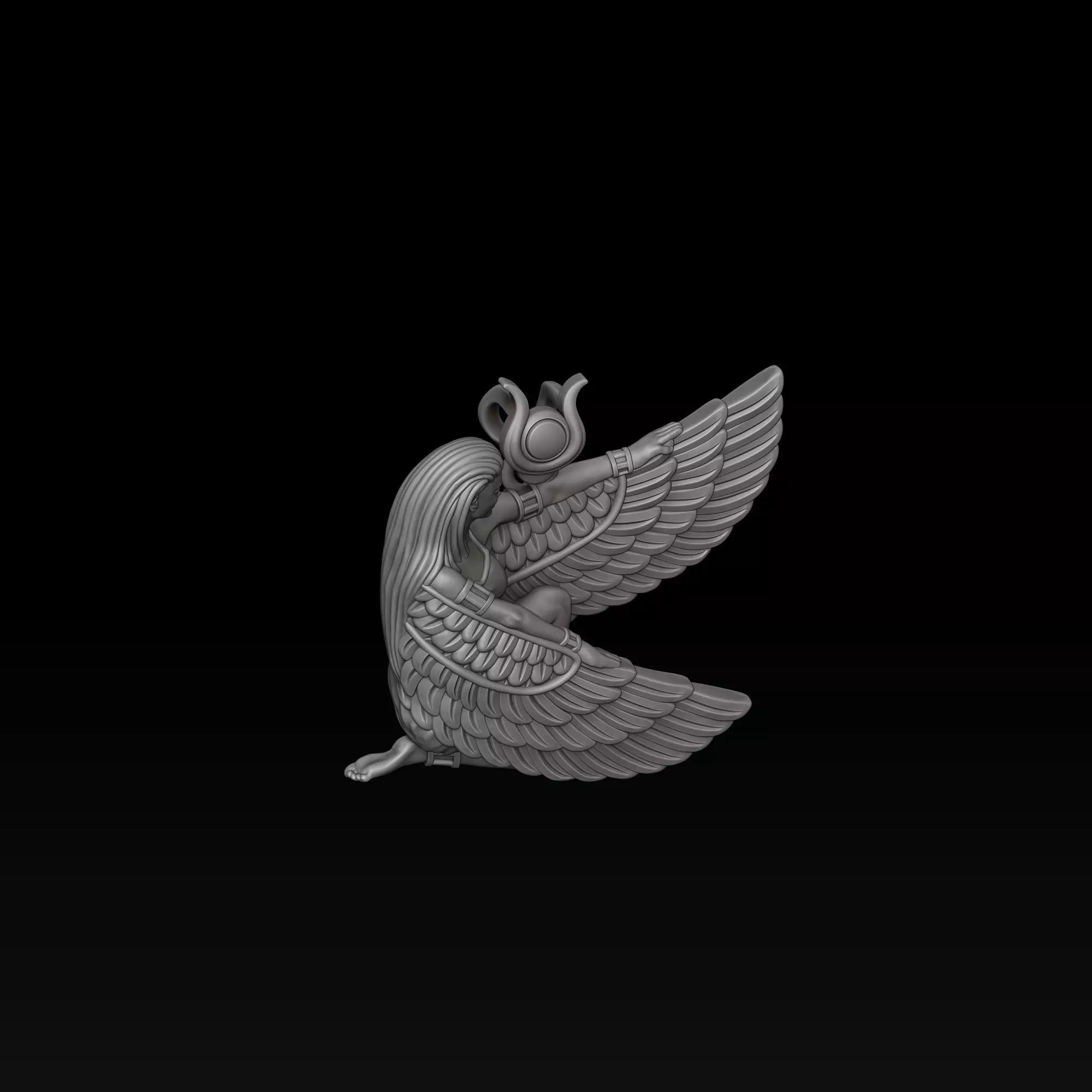 Isis Egyptian Goddess Pendant v5 3D print model_4