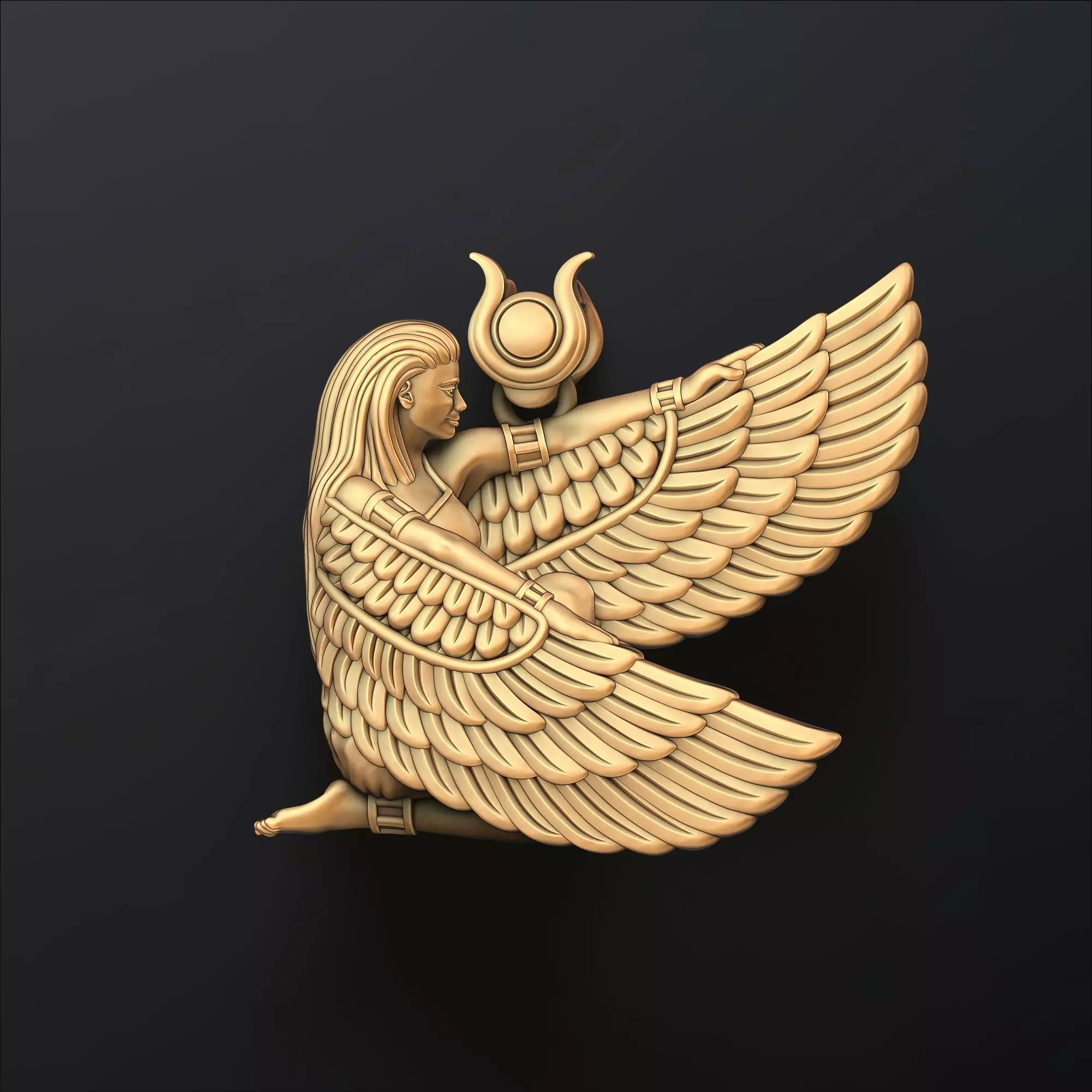 Isis Egyptian Goddess Pendant v5 3D print model_0