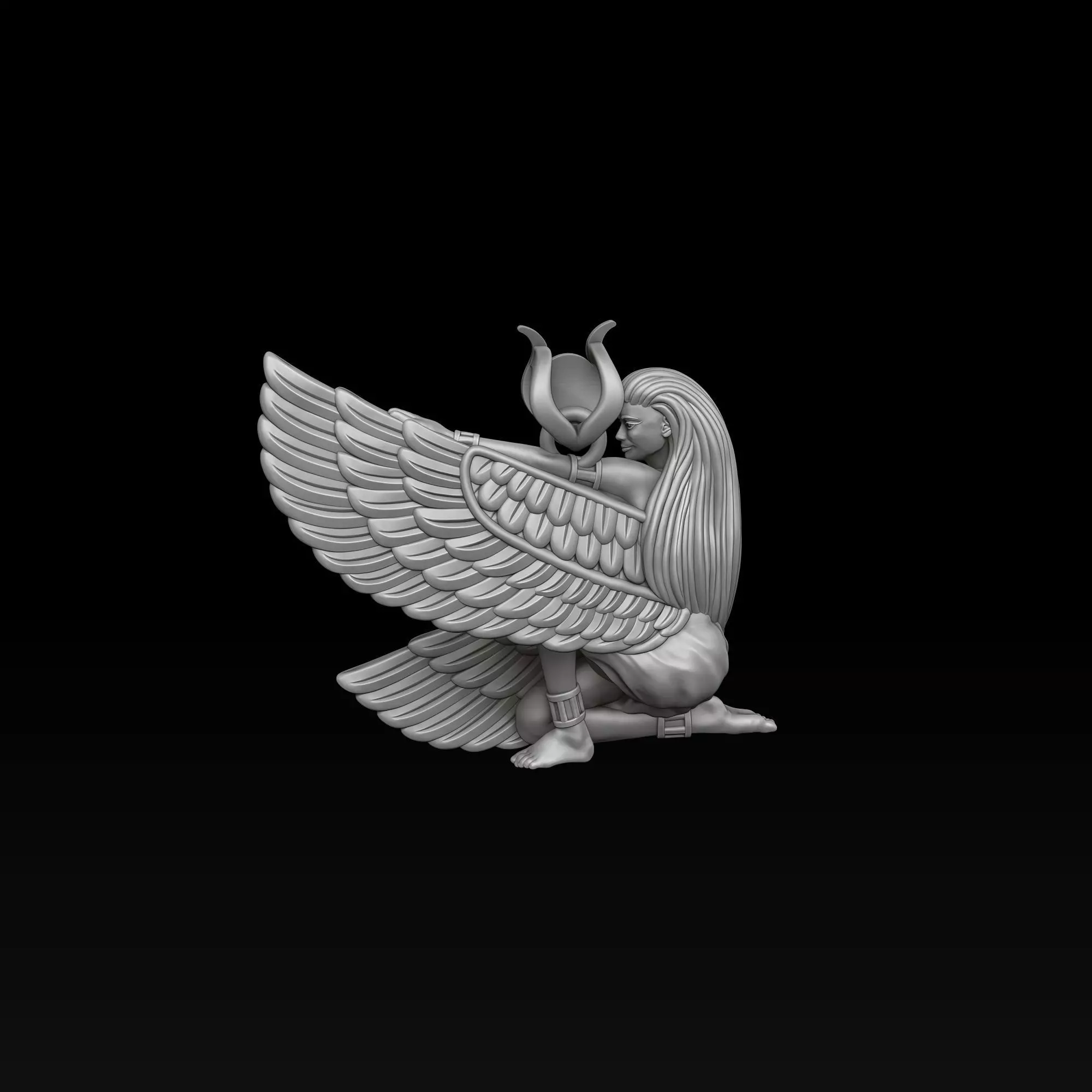 Isis Egyptian Goddess Pendant v5 3D print model_6