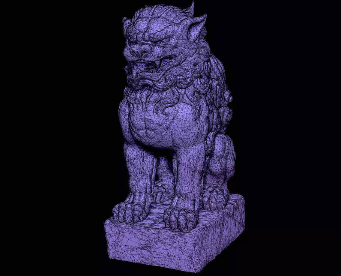 Japanese Komainu - Guardian Lion-Dog Statue Tattoo Low-poly 3D print model_6