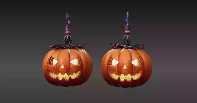 Halloween Pumpkin Earrings 3D Printable Cute Two Pack 3D model