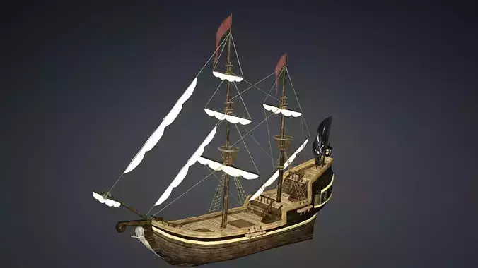 Roter Lowe Galleon Low-poly 3D Model