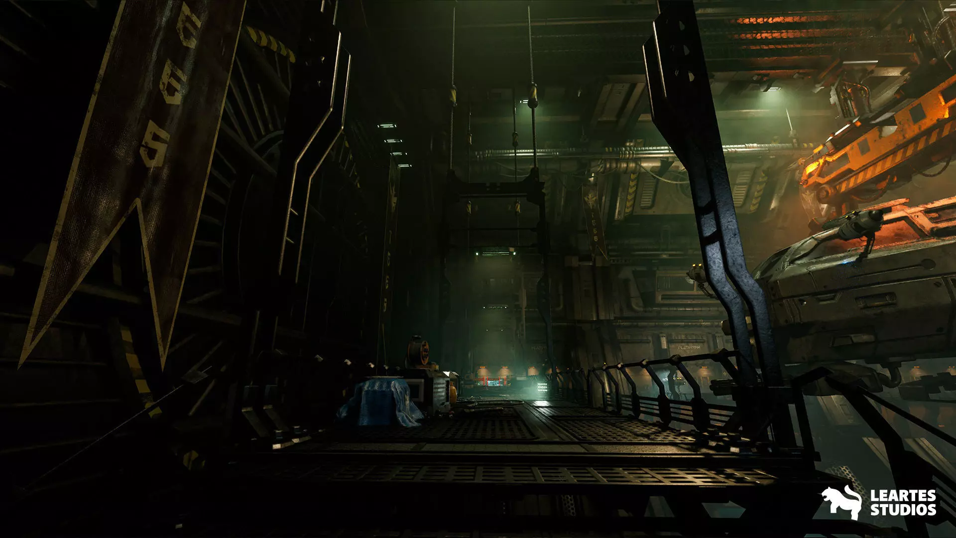 Sci-Fi Spaceship Hangar Environment Low-poly 3D model_9