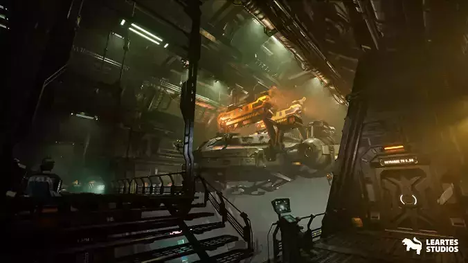 Sci-Fi Spaceship Hangar Environment Low-poly 3D model Sci-Fi Spaceship Hangar Environment Low-poly 3D model