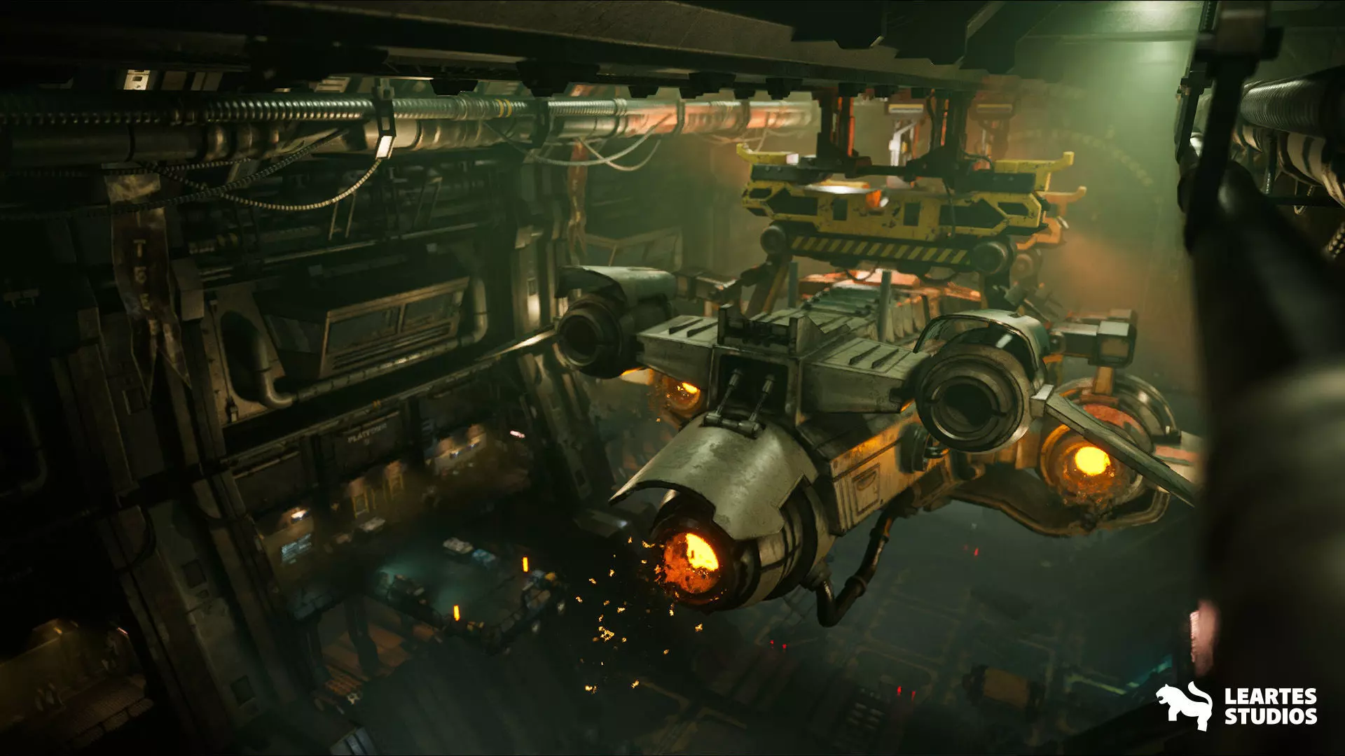 Sci-Fi Spaceship Hangar Environment Low-poly 3D model_5