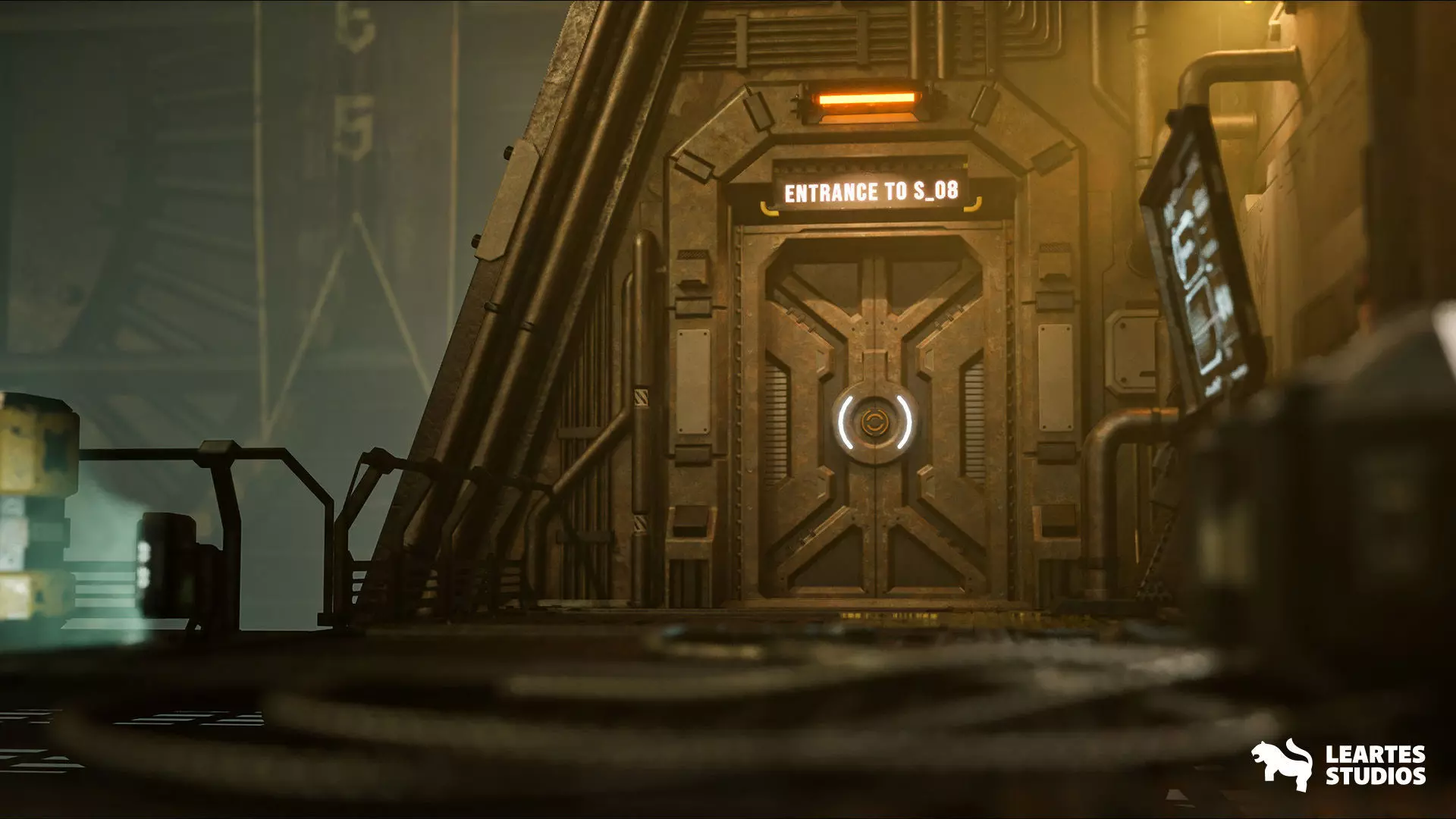 Sci-Fi Spaceship Hangar Environment Low-poly 3D model_24